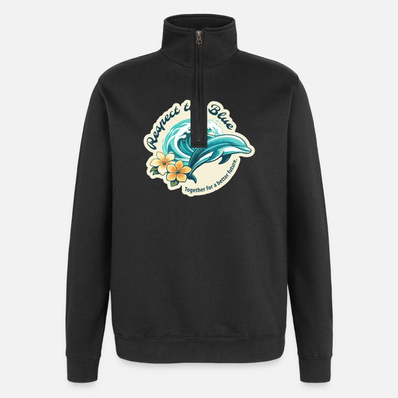 Protect the Blue - Delfin - Quarter-Zip-Sweatshirt - Schwarz