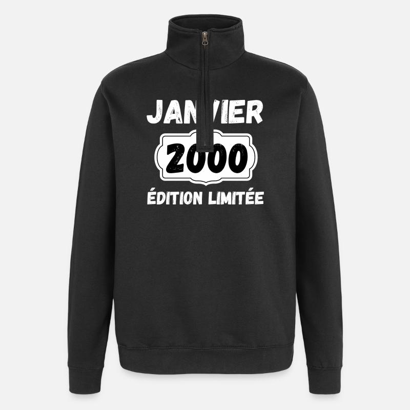 Januar 2000 26-jähriges Jubiläumsgeschenk Januar - Quarter-Zip-Sweatshirt - Schwarz