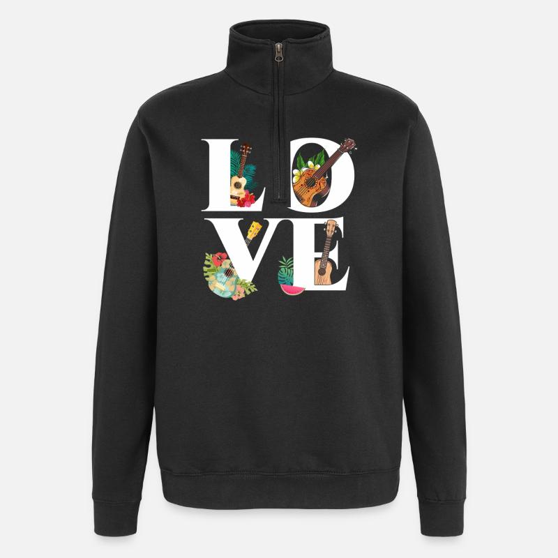 Hawaiian Ukulele Uke Love - Quarter-Zip-Sweatshirt - Schwarz