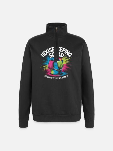 Funny Cleaning Design - Quarter-Zip Sweatshirt - black
