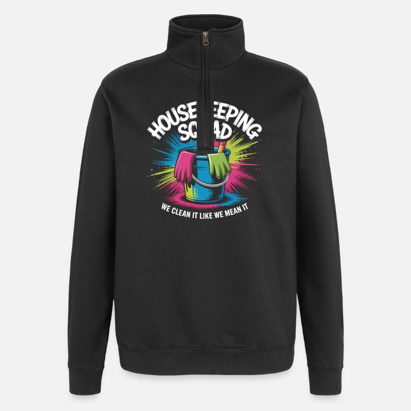 Conception de nettoyage amusante - Sweat à zip 1/4 - noir