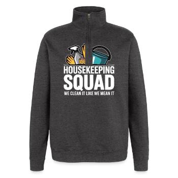 Lustiges Putzen Design - Quarter-Zip-Sweatshirt - Anthrazit - Vorne - AI Model Female 172 light (172cm) & AI Model Male 178 dark (178cm)