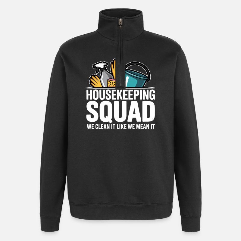 Lustiges Putzen Design - Quarter-Zip-Sweatshirt - Schwarz