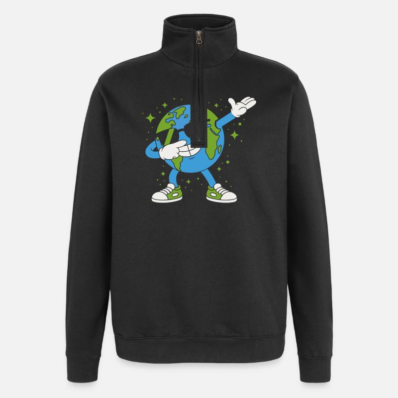 Erdmaskottchen-Kugelrille - Quarter-Zip-Sweatshirt - Schwarz