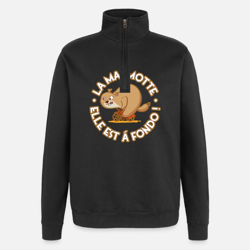 Murmeltier mit Vollgas einschalten - Quarter-Zip-Sweatshirt - Schwarz