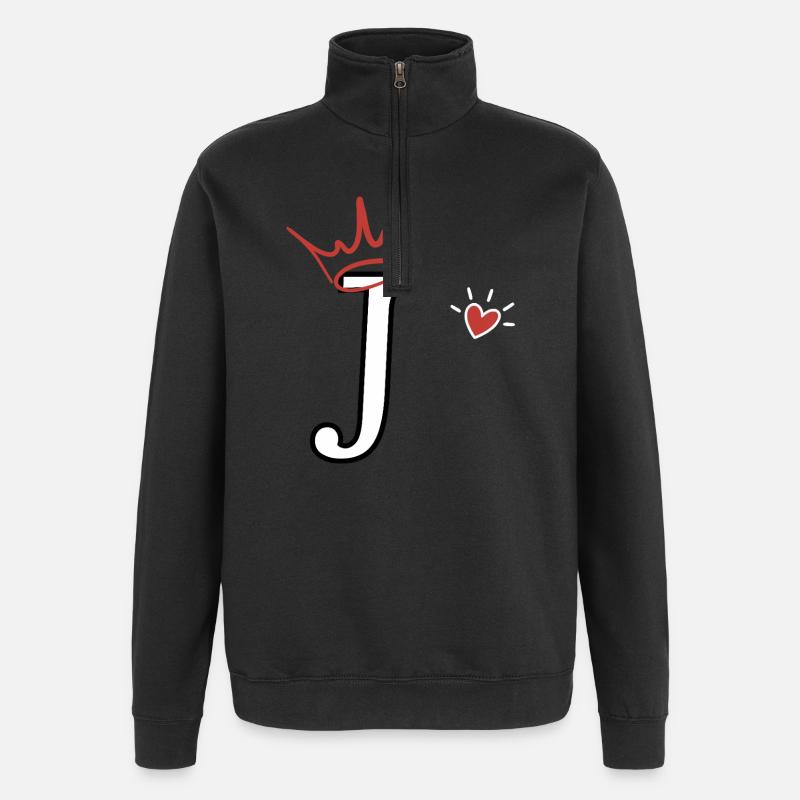 Buchstabe j Kronenherz - Quarter-Zip-Sweatshirt - Schwarz