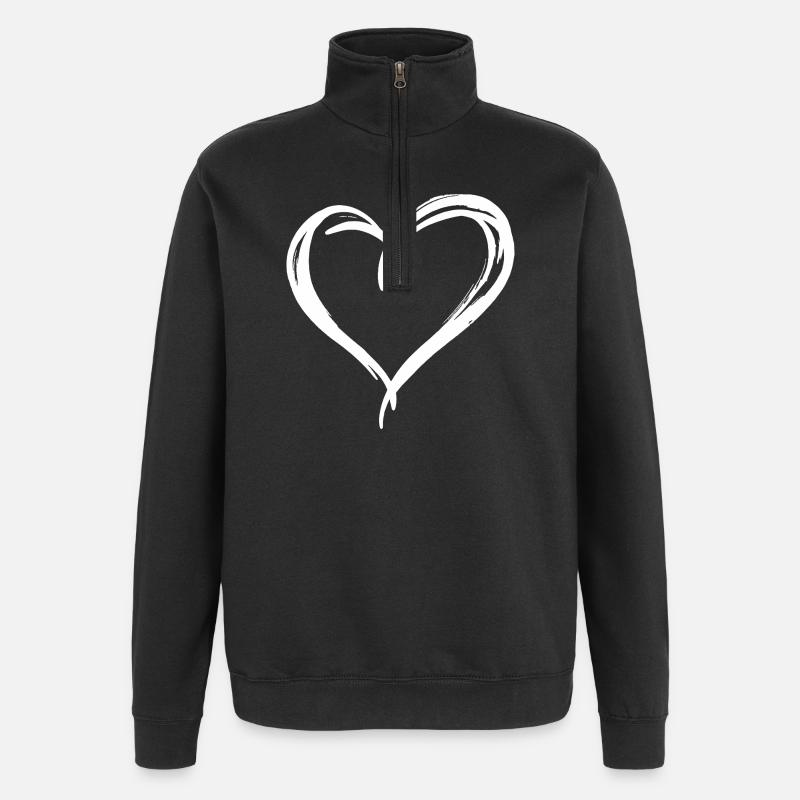 Cœur - Sweat à zip 1/4 - noir