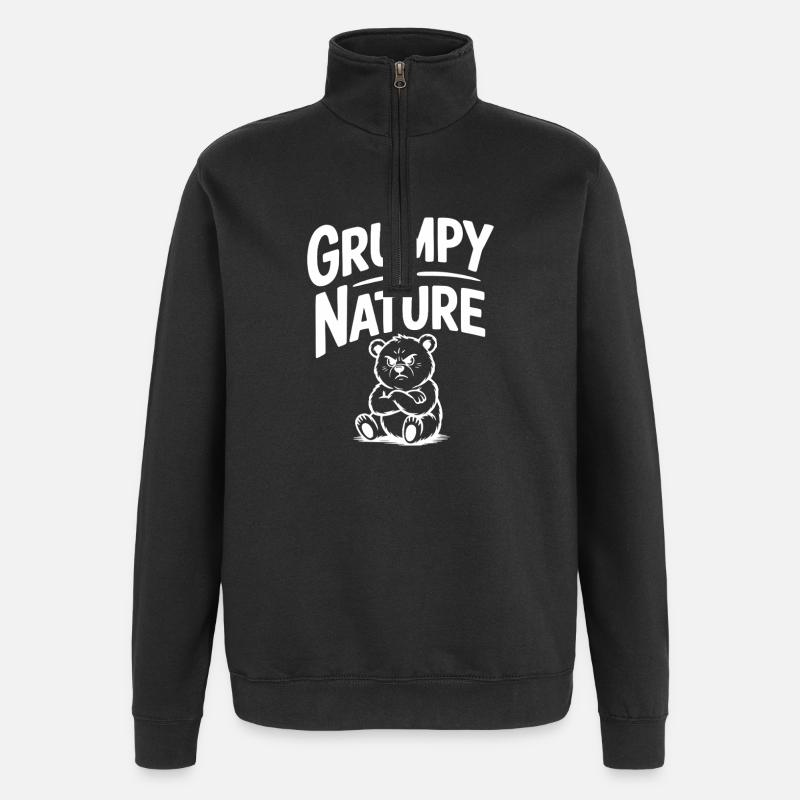Grumpy by Nature - Quarter-Zip Sweatshirt - black