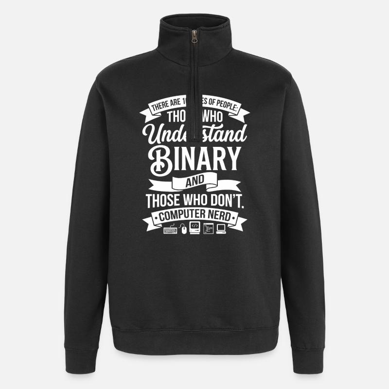 Binärversteher: Nerd-Spruch Shirt - Quarter-Zip-Sweatshirt - Schwarz