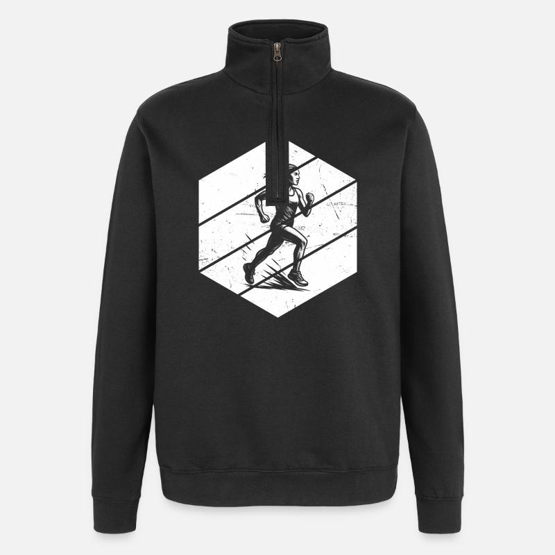 Focus purement sur la course - Sweat à zip 1/4 - noir