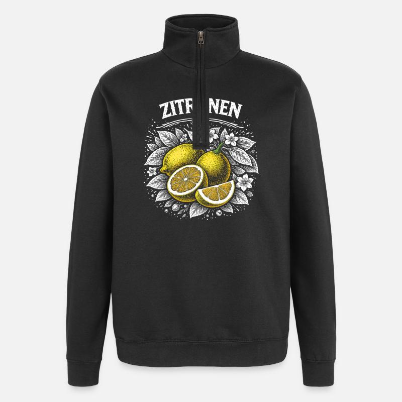 Lemon Power – Retro Fruit Illustration - Quarter-Zip Sweatshirt - black