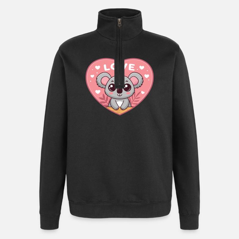 Coeur Koala Amour Doux - Sweat à zip 1/4 - noir