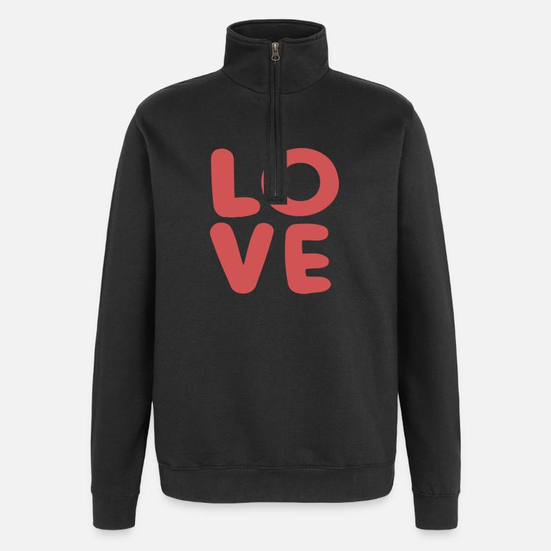 Love Typographie Rouge Doux - Sweat à zip 1/4 - noir