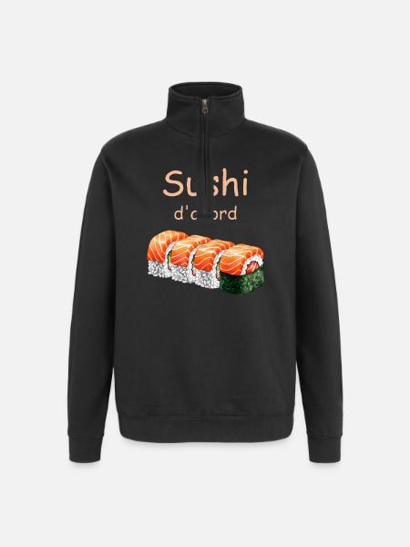 Sushi First Illustration - Quarter-Zip Sweatshirt - black