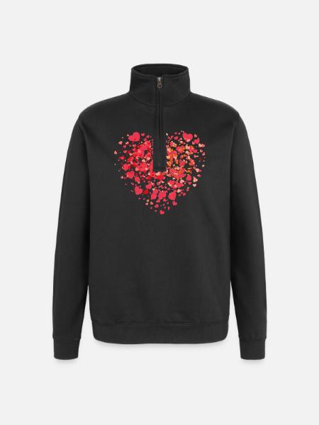 Heart Mosaic of Tiny Love Hearts - Quarter-Zip Sweatshirt - black