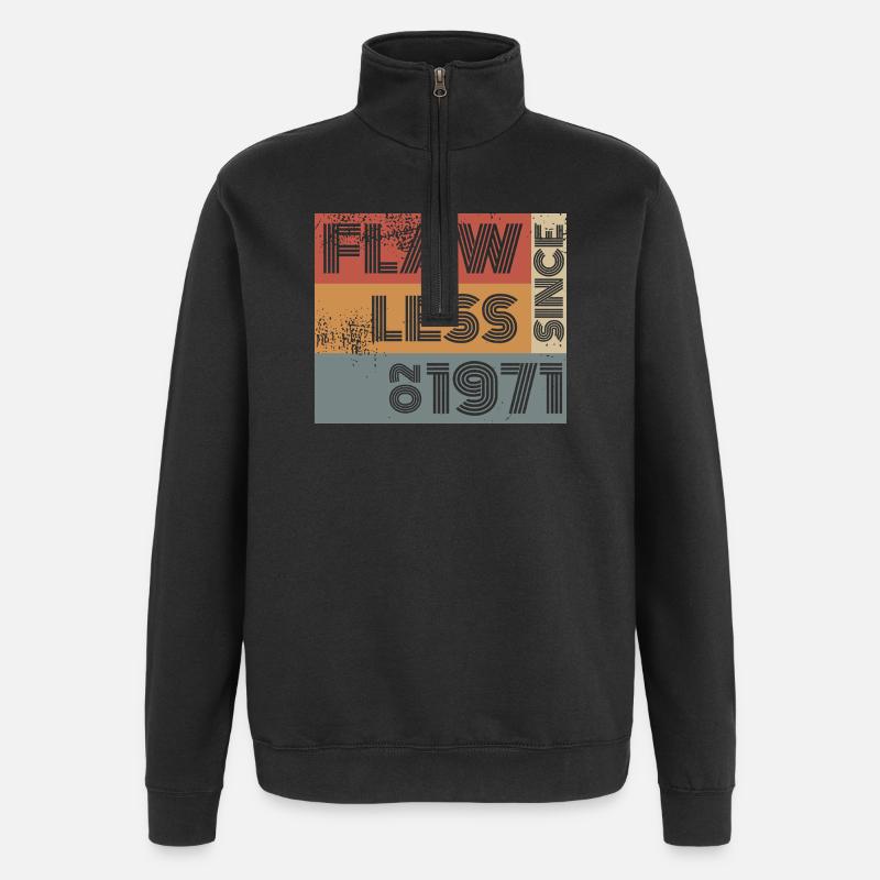 55th Birthday Flawless since 02/1971 - Quarter-Zip Sweatshirt - black