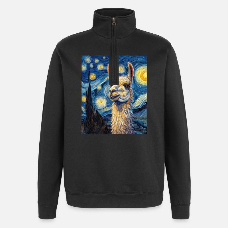 Lama Van Gogh Style - Sweat à zip 1/4 - noir