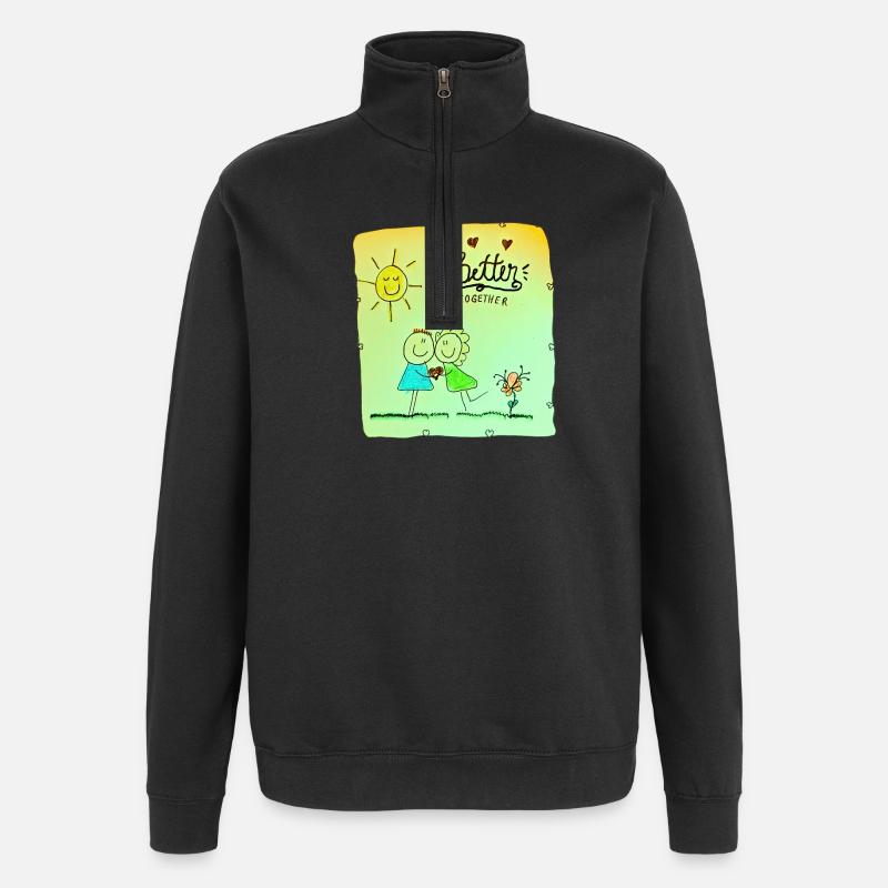 Mieux ensemble Dessin - Sweat à zip 1/4 - noir