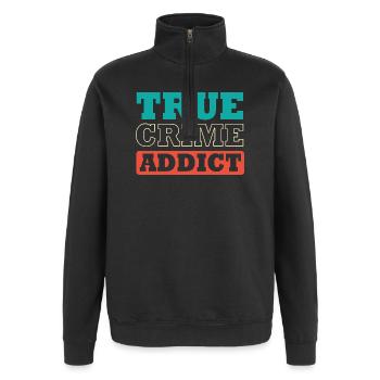 Krimi True Crime - Quarter-Zip-Sweatshirt - Schwarz - Vorne - AI Model Female 172 light (172cm) & AI Model Male 178 dark (178cm)