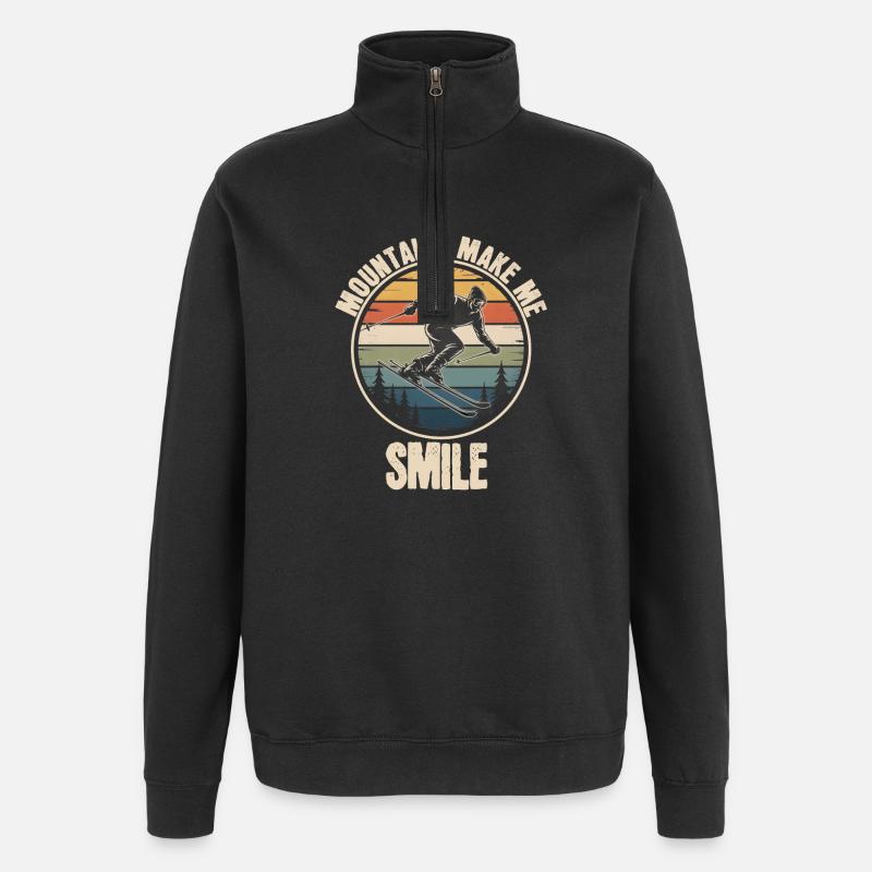 Mountains Make Me Smile Retro Skiing - Quarter-Zip Sweatshirt - black
