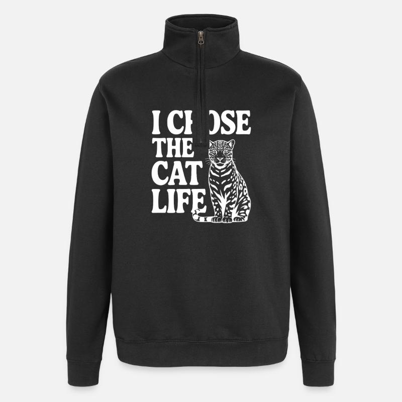 I Chose the Cat Life - Quarter-Zip Sweatshirt - black