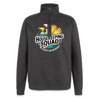 Lustiges Putzen Design - Quarter-Zip-Sweatshirt - Anthrazit - Vorne - AI Model Female 172 light (172cm) & AI Model Male 178 dark (178cm)