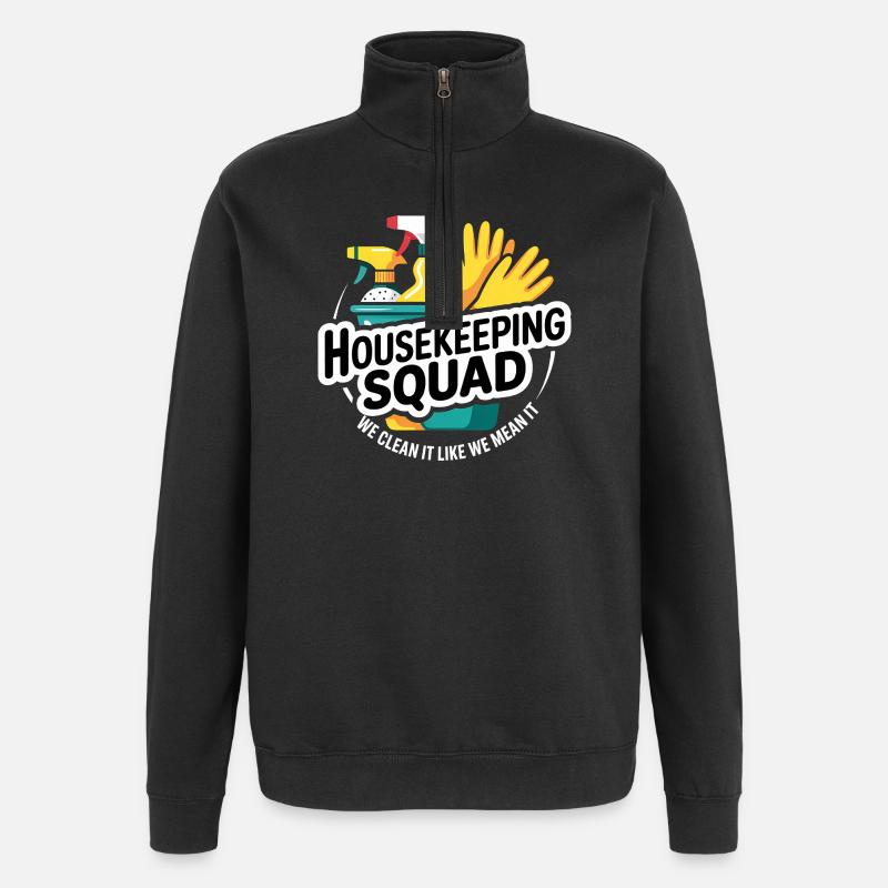 Funny Cleaning Design - Quarter-Zip Sweatshirt - black