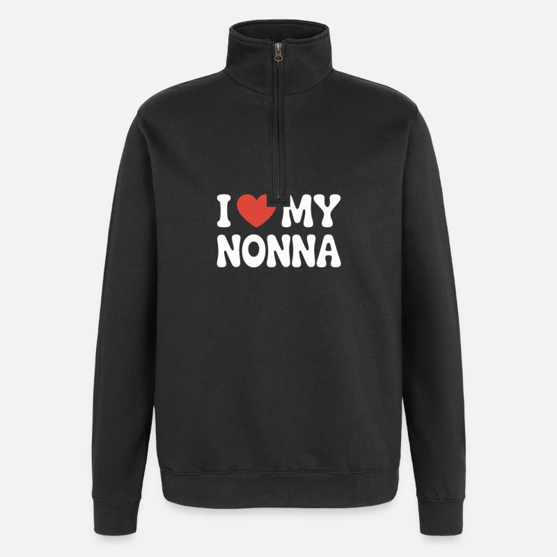 J’aime ma nonna - Sweat à zip 1/4 - noir