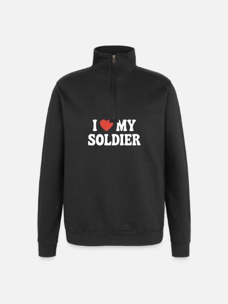 I love my Soldier - Quarter-Zip Sweatshirt - black