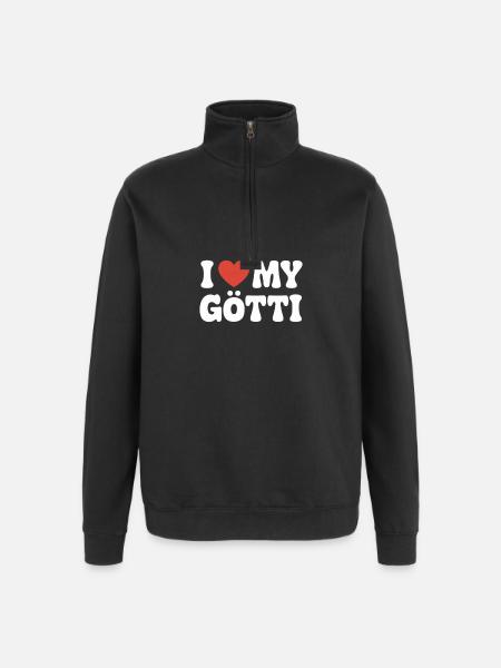 J’aime mon parrain - Sweat à zip 1/4 - noir