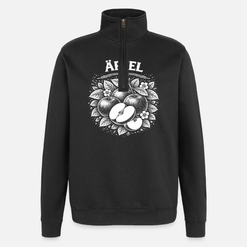 Apple Woodcut Botanical Print - Quarter-Zip Sweatshirt - black