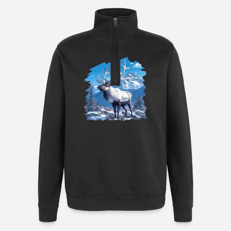 Rentiere Rentier - Quarter-Zip-Sweatshirt - Schwarz
