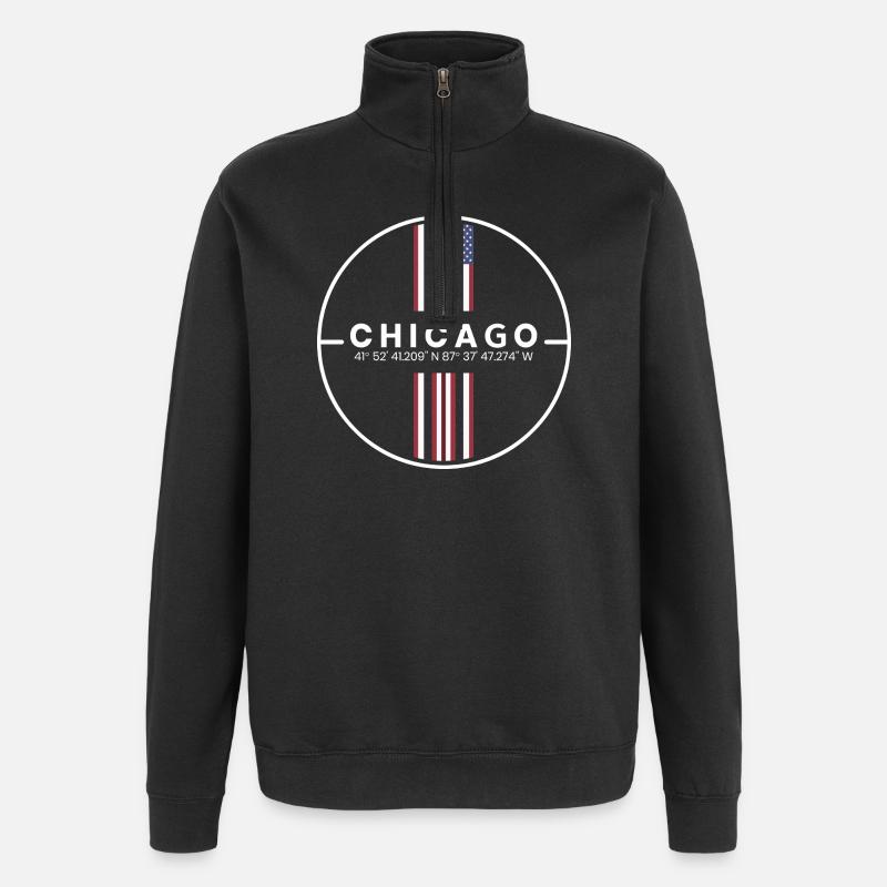 Coordonnées de Chicago - Sweat à zip 1/4 - noir