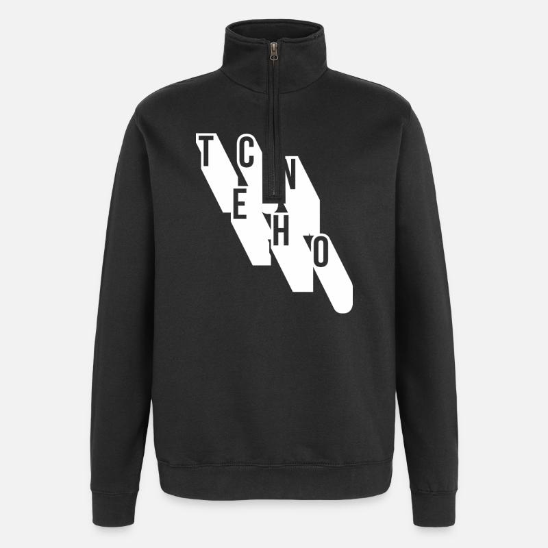 Techno-Musik geometrisches Logodesign - Quarter-Zip-Sweatshirt - Schwarz