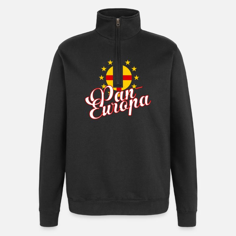 Pan-Europa Retro-Skript - Quarter-Zip-Sweatshirt - Schwarz