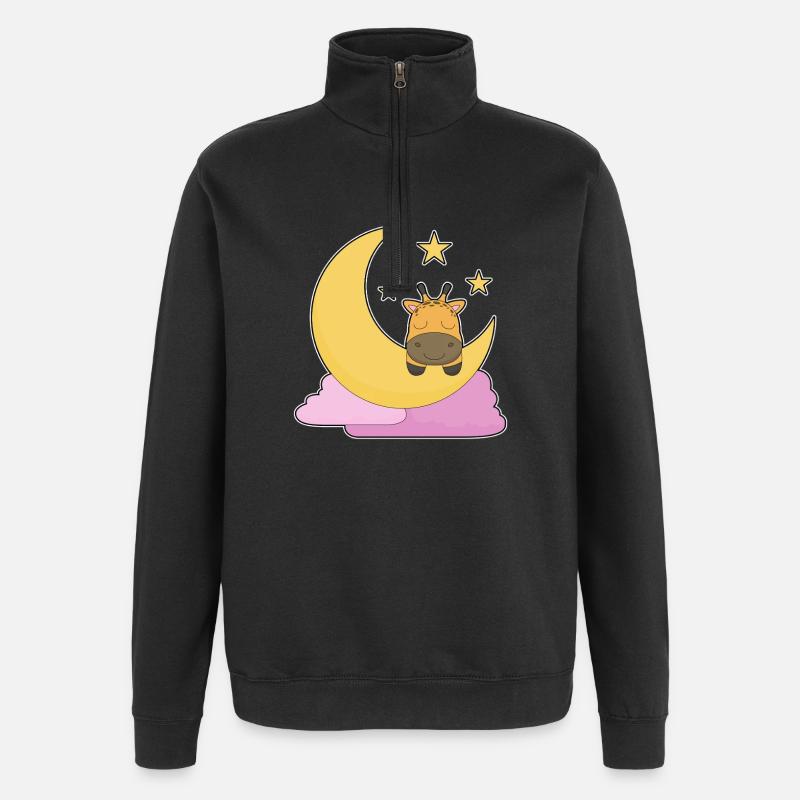 Giraffe Moon - Quarter-Zip Sweatshirt - black