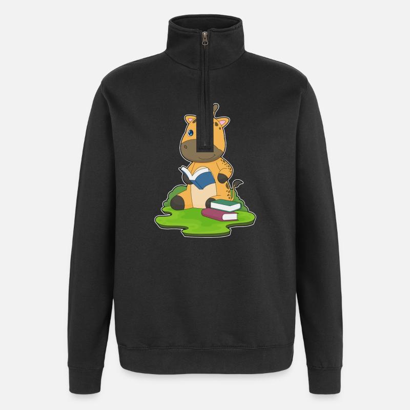 Giraffe Book - Quarter-Zip Sweatshirt - black