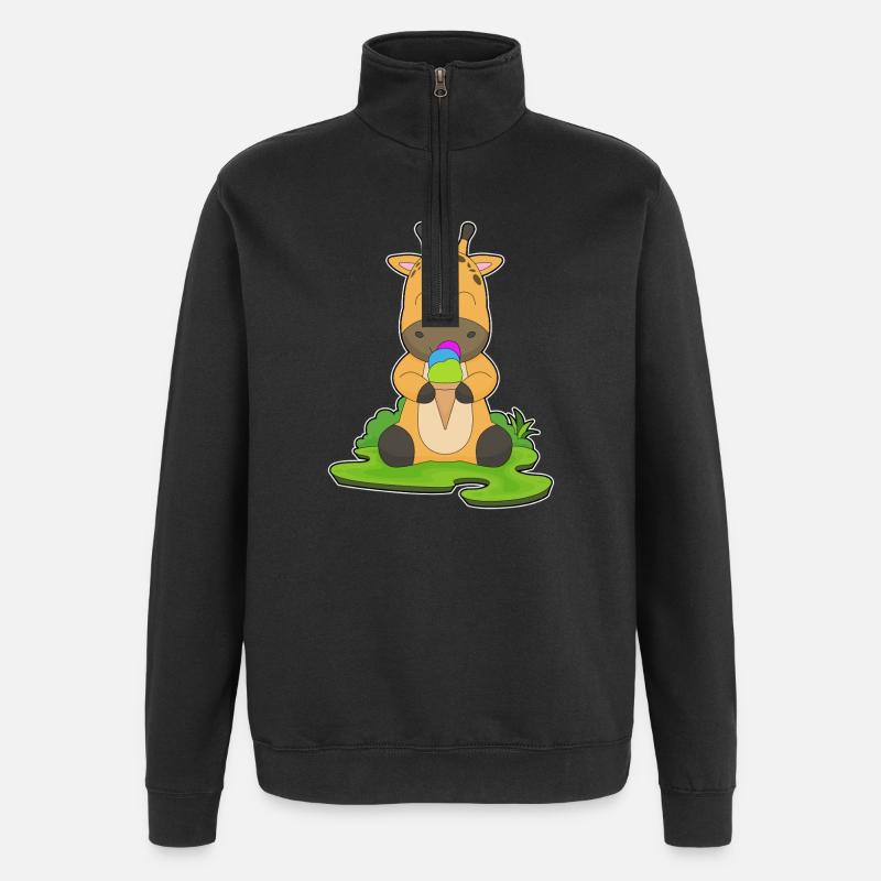 Giraffe Waffeleis - Quarter-Zip Sweatshirt - black