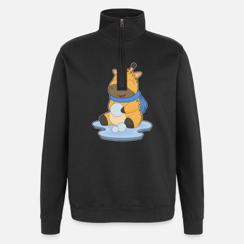 Boule de neige girafe - Sweat à zip 1/4 - noir