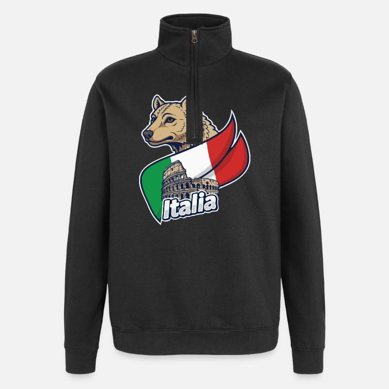 Loup italien avec Colisée - Sweat à zip 1/4 - noir