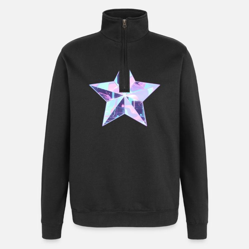 Skyline néon Pastel Star - Sweat à zip 1/4 - noir