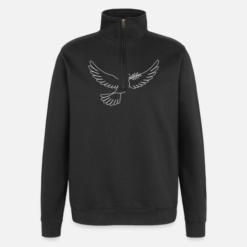 Taube Frieden - Quarter-Zip-Sweatshirt - Schwarz