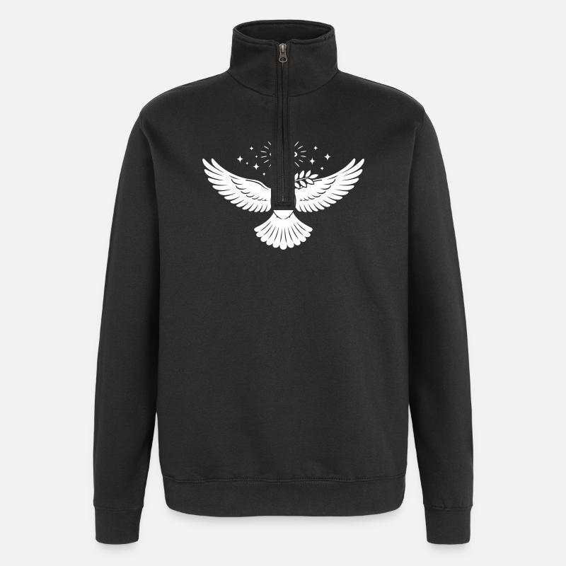 Taube Heilig Christlich - Quarter-Zip-Sweatshirt - Schwarz