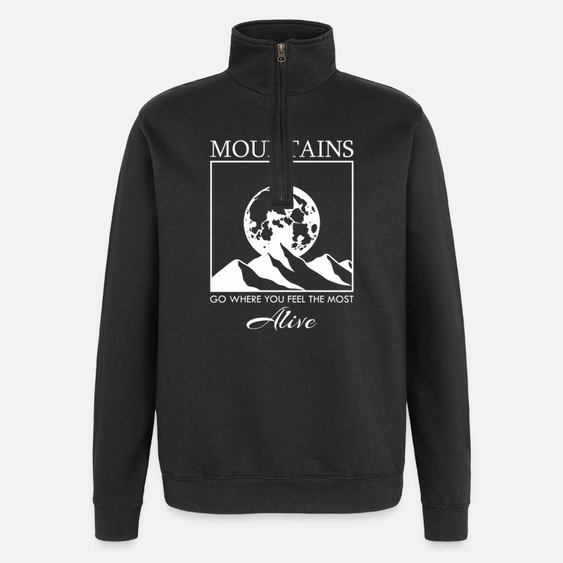 Mountain Range with the Moon - Quarter-Zip Sweatshirt - black