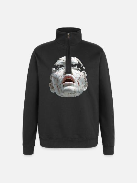 Broken Porcelain Mask - Quarter-Zip Sweatshirt - black