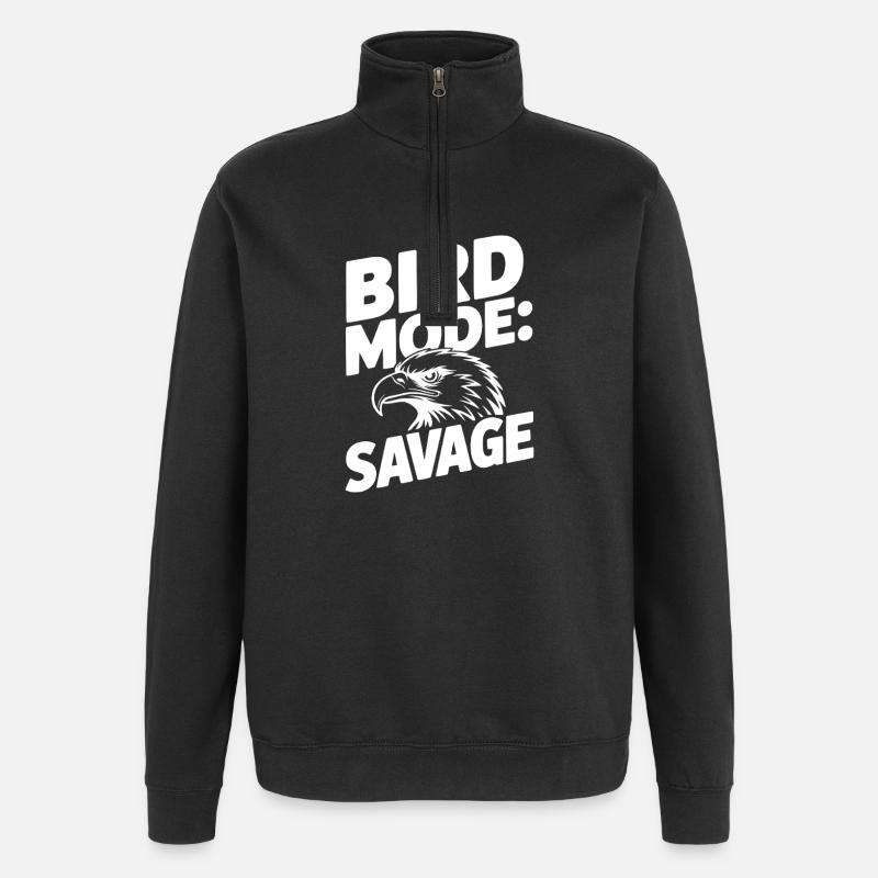 Vogelmodus: Wild - Quarter-Zip-Sweatshirt - Schwarz