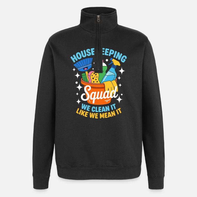 Conception de nettoyage amusante - Sweat à zip 1/4 - noir
