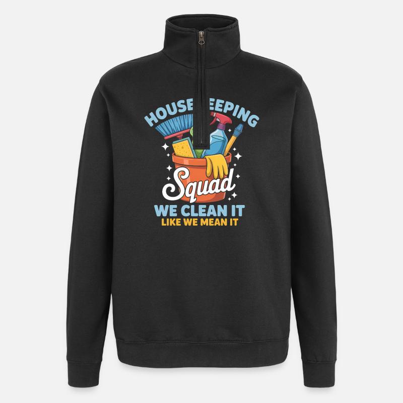 Conception de nettoyage amusante - Sweat à zip 1/4 - noir