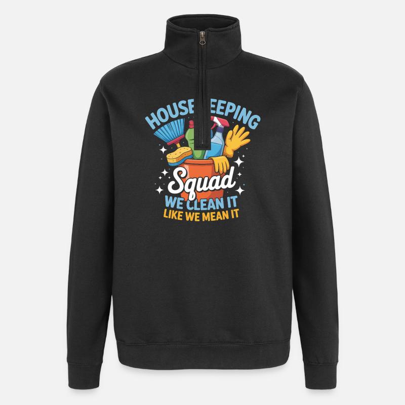 Funny Cleaning Design - Quarter-Zip Sweatshirt - black