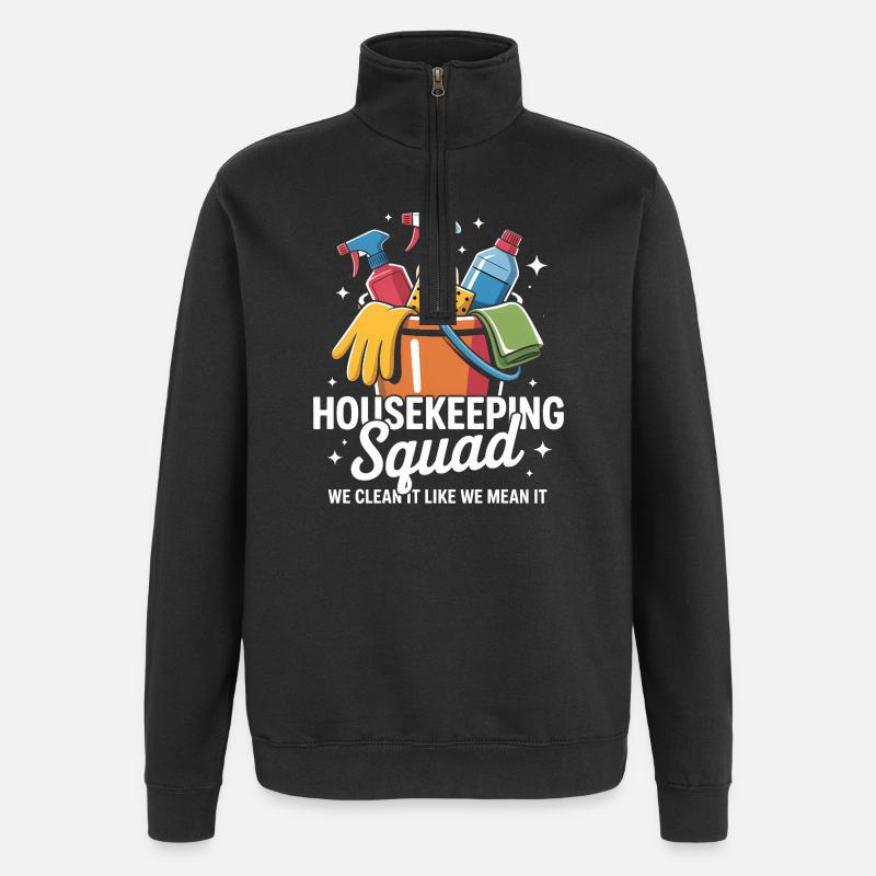 Funny Cleaning Design - Quarter-Zip Sweatshirt - black